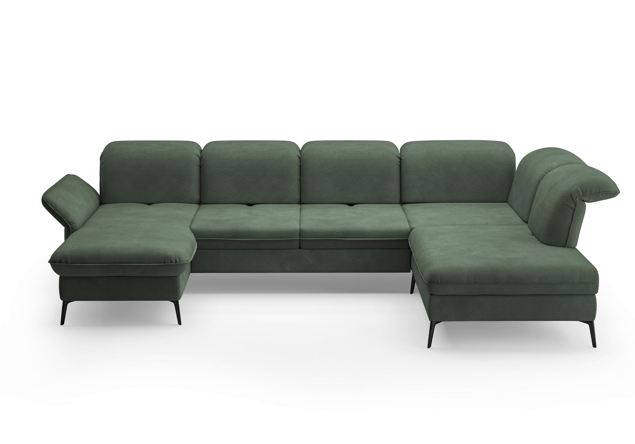 WOHNLANDSCHAFT in Flachgewebe Grün  - Schwarz/Grün, Konventionell, Textil/Metall (198/359/231cm) - Sit & More