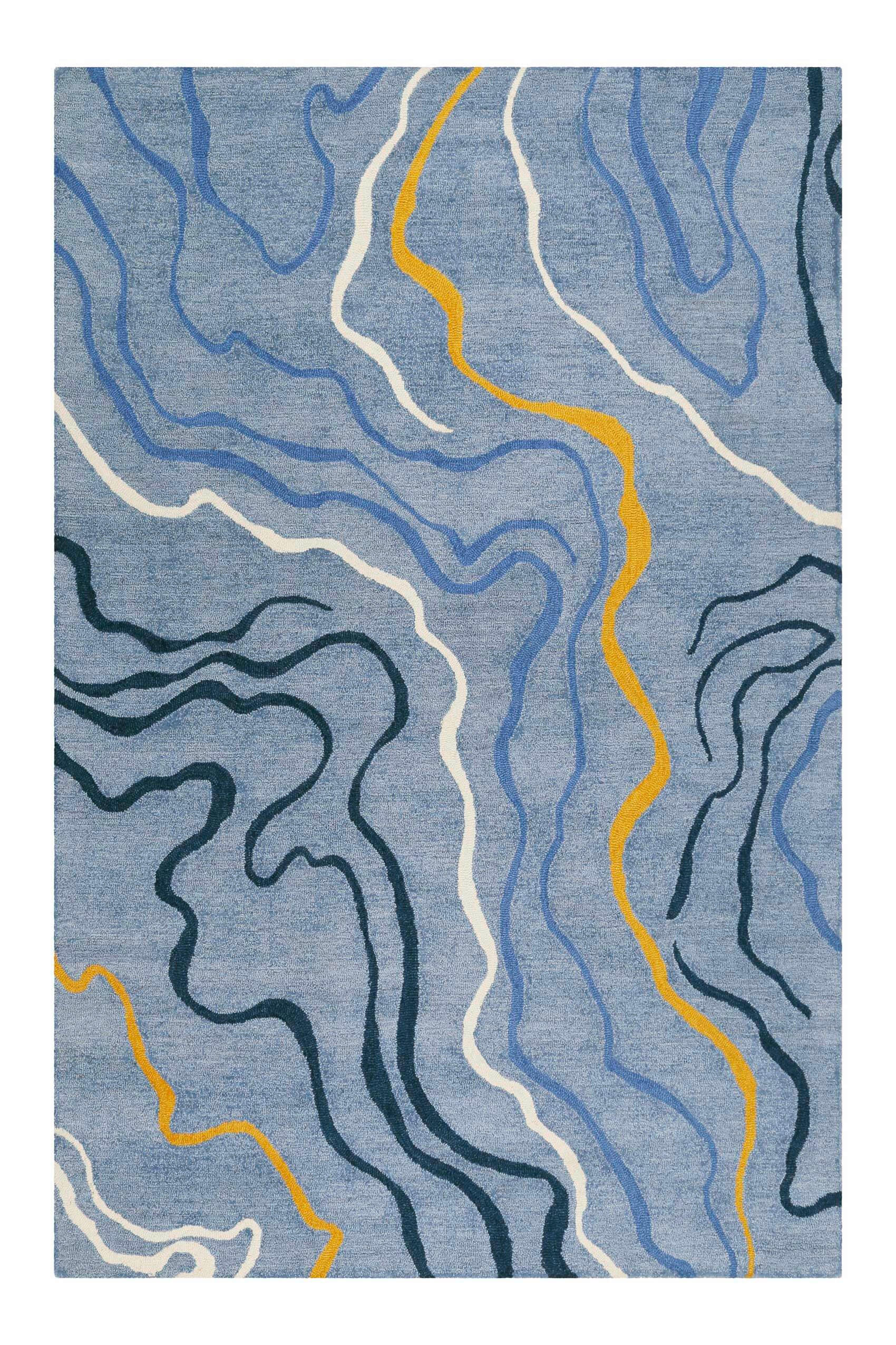 Esprit Flachwebeteppich Drive Blau, Gelb, Hellblau 70x140 cm
