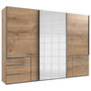 SCHWEBETÜRENSCHRANK in Weiss, Eichefarben  - Chromfarben/Weiss, Modern, Holzwerkstoff (300/216/65cm) - MID.YOU