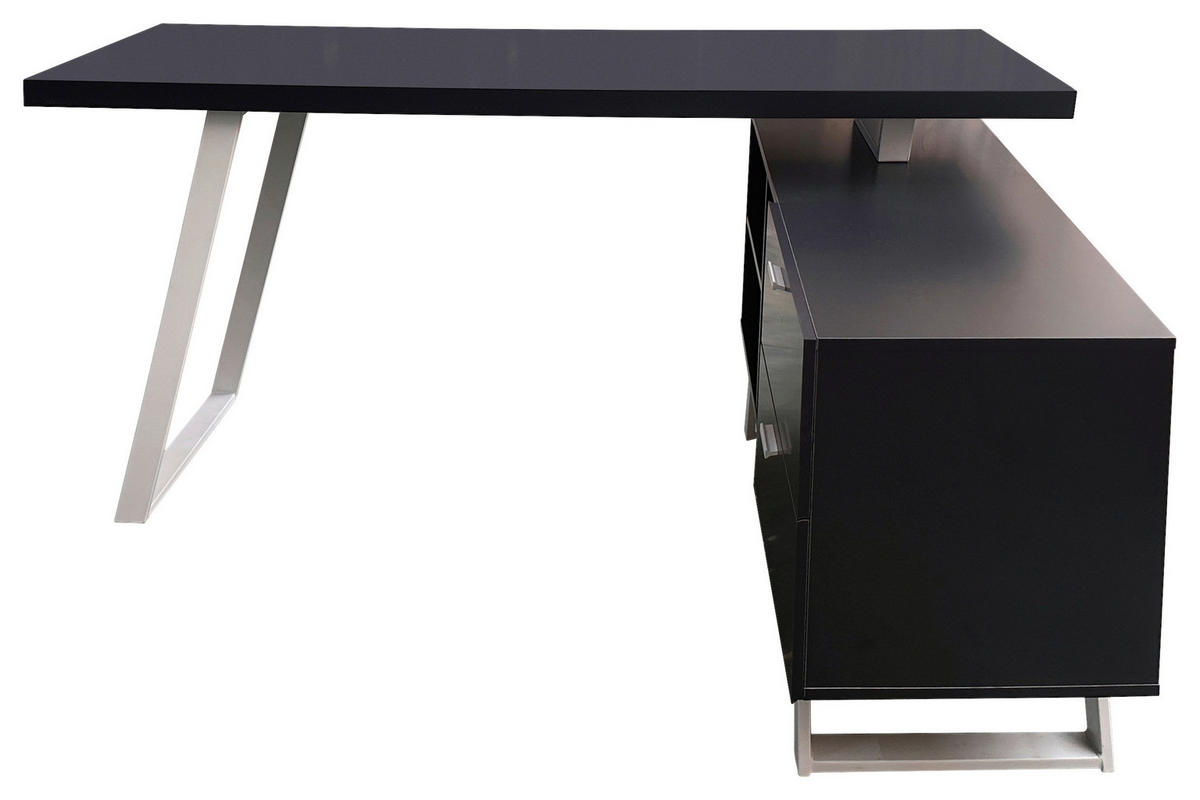 ECKSCHREIBTISCH 150/60/75 cm  in Grau, Weiß  - Weiß/Grau, MODERN, Holzwerkstoff/Metall (150/60/75cm) - MID.YOU