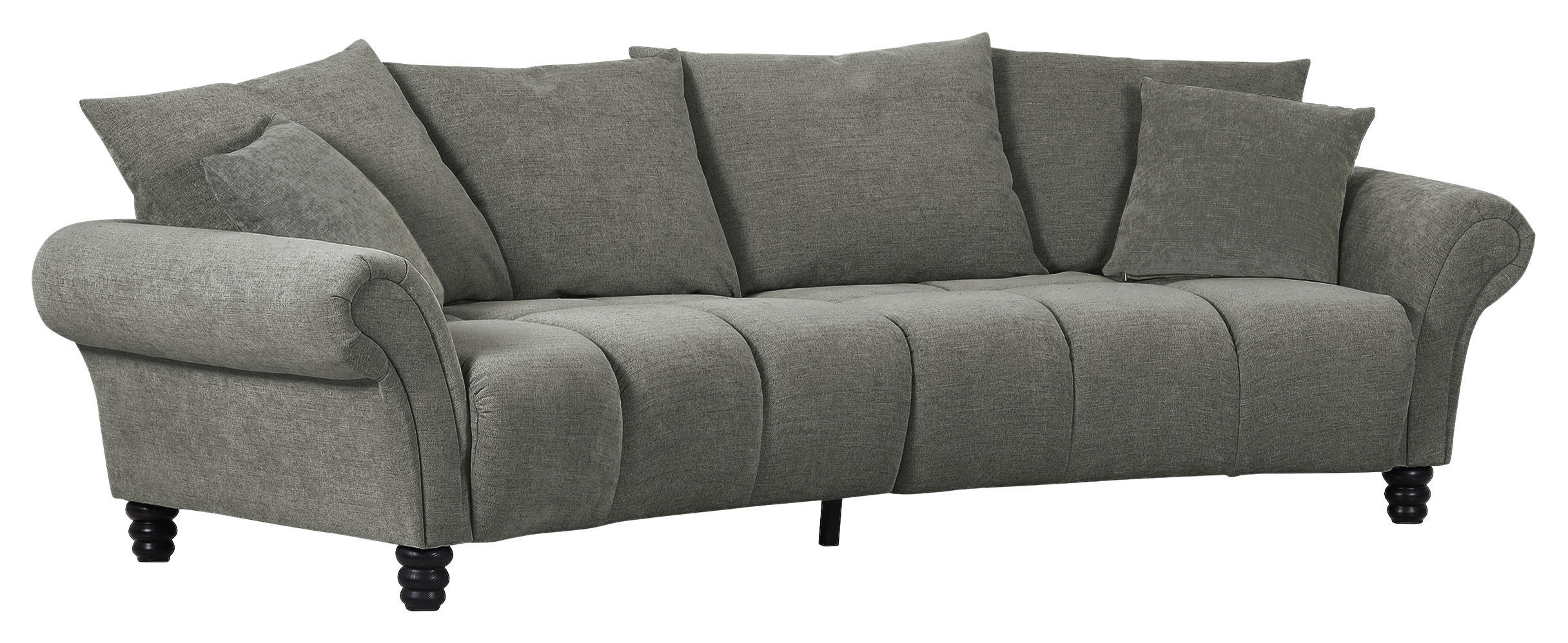 BIGSOFA Flachgewebe Olivgrün, Grau  - Schwarz/Olivgrün, KONVENTIONELL, Holz/Textil (290/78/115cm) - Carryhome