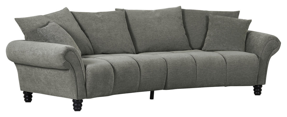 BIGSOFA in Flachgewebe Olivgrün, Grau  - Schwarz/Olivgrün, Konventionell, Holz/Textil (290/78/115cm) - Carryhome
