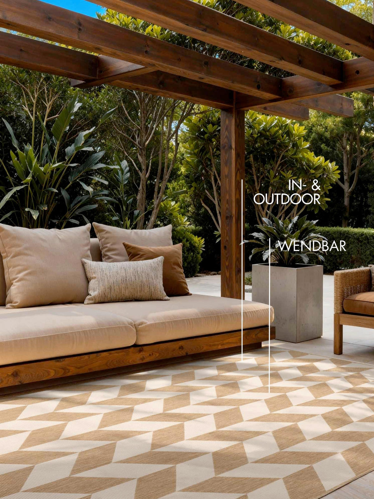 FLACHWEBETEPPICH 200/300 cm Haringey Weiß, Sandfarben rechteckig  - Sandfarben/Weiß, Design, Kunststoff (200/300cm)