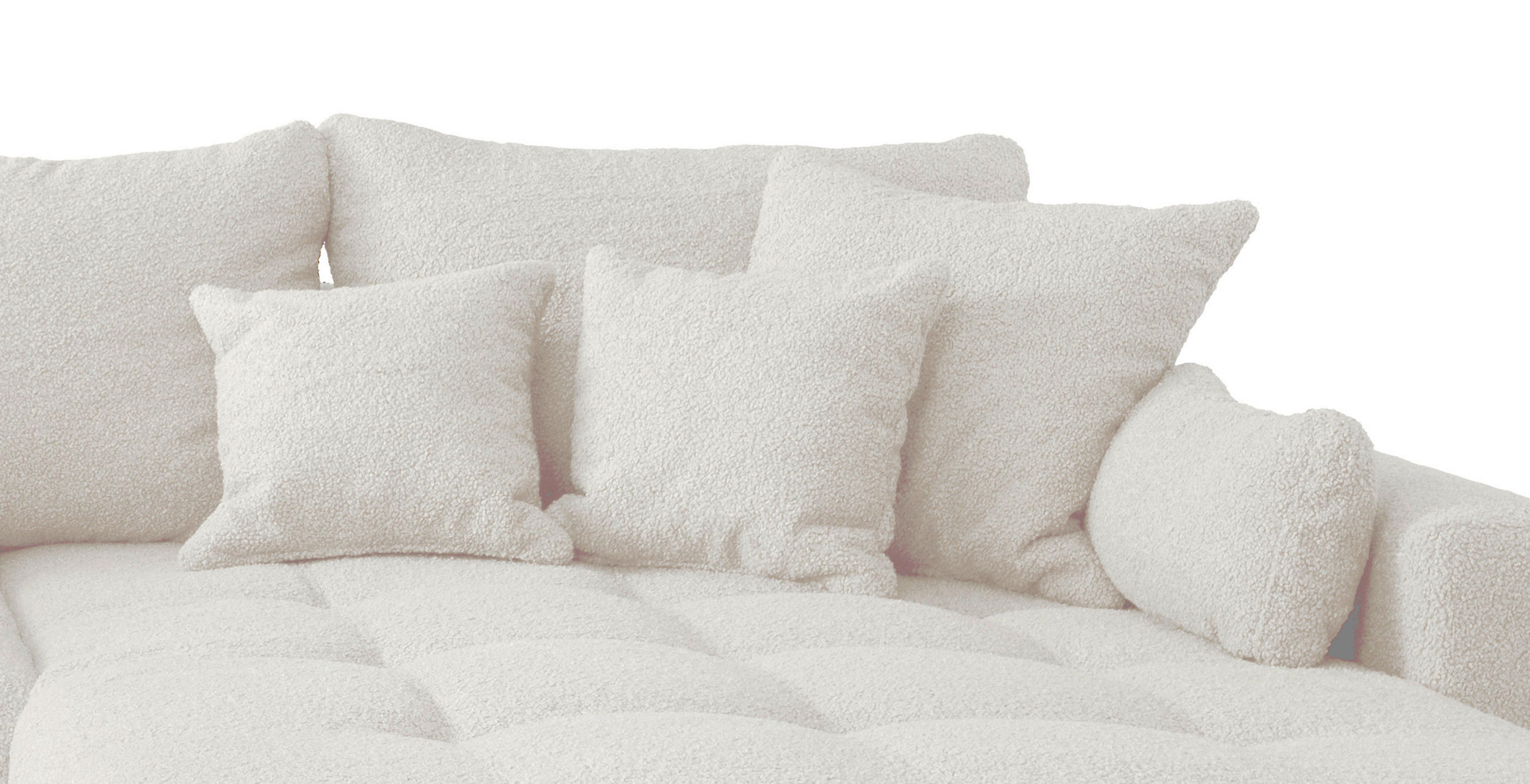 ECKSOFA Weiß Teddystoff  - Schwarz/Weiß, Design, Textil/Metall (310/192cm) - Livetastic