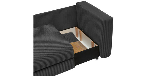 RÉCAMIERE in Cord Graubraun - Graubraun/Schwarz, Design, Kunststoff/Textil (171/71-88/93cm) - Cantus