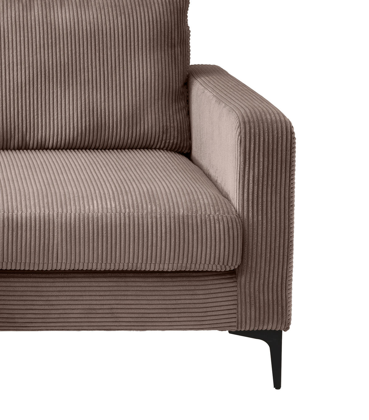 ECKSOFA in Cord Graubraun  - Graubraun/Schwarz, Basics, Textil/Metall (204/153cm) - Livetastic