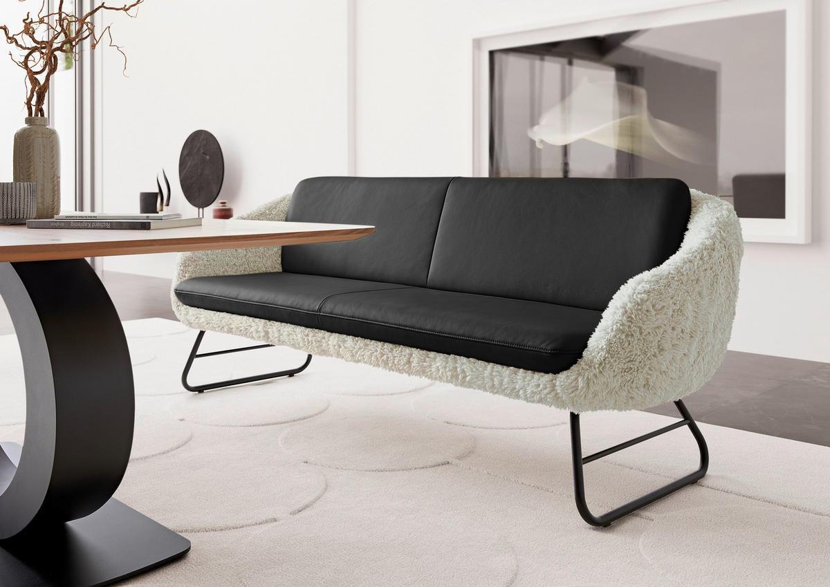 SITZBANK 219/87/78 cm  in Beige, Schwarzbraun  - Schwarzbraun/Beige, Design, Leder/Textil (219/87/78cm) - Koinor