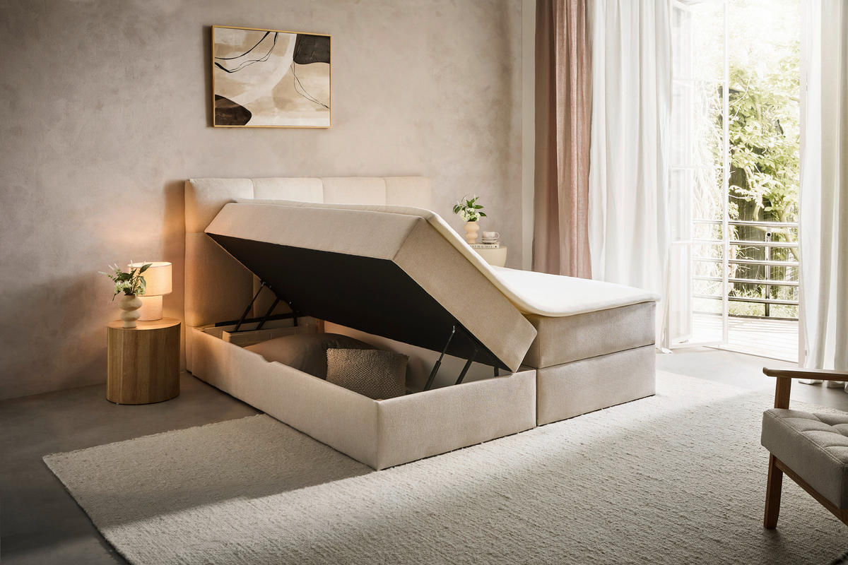 BOXBETT 140/200 cm  in Creme  - Creme, KONVENTIONELL, Textil (140/200cm) - Boxxx