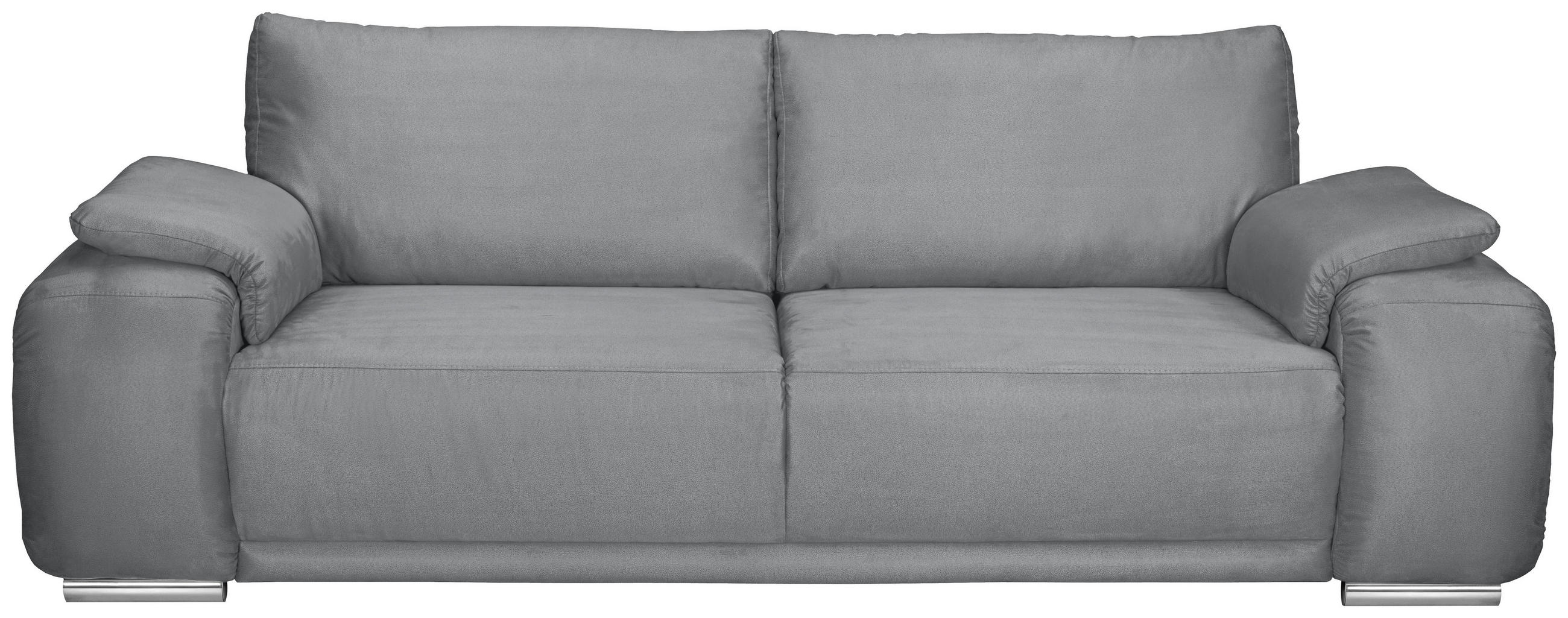 3-SITZER-SOFA Lederlook Grau  - Chromfarben/Grau, KONVENTIONELL, Textil/Metall (241/85/95cm) - Carryhome