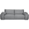 3-SITZER-SOFA Lederlook Grau  - Chromfarben/Grau, KONVENTIONELL, Textil/Metall (241/85/95cm) - Carryhome