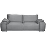 3-SITZER-SOFA Lederlook Grau  - Chromfarben/Grau, KONVENTIONELL, Textil/Metall (241/85/95cm) - Carryhome