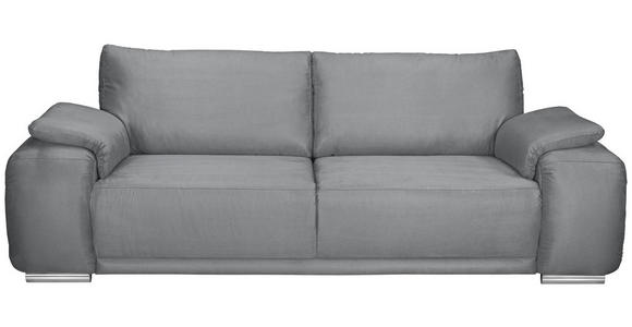 3-SITZER-SOFA Lederlook Grau - Chromfarben/Grau, KONVENTIONELL, Textil/Metall (241/85/95cm) - Carryhome