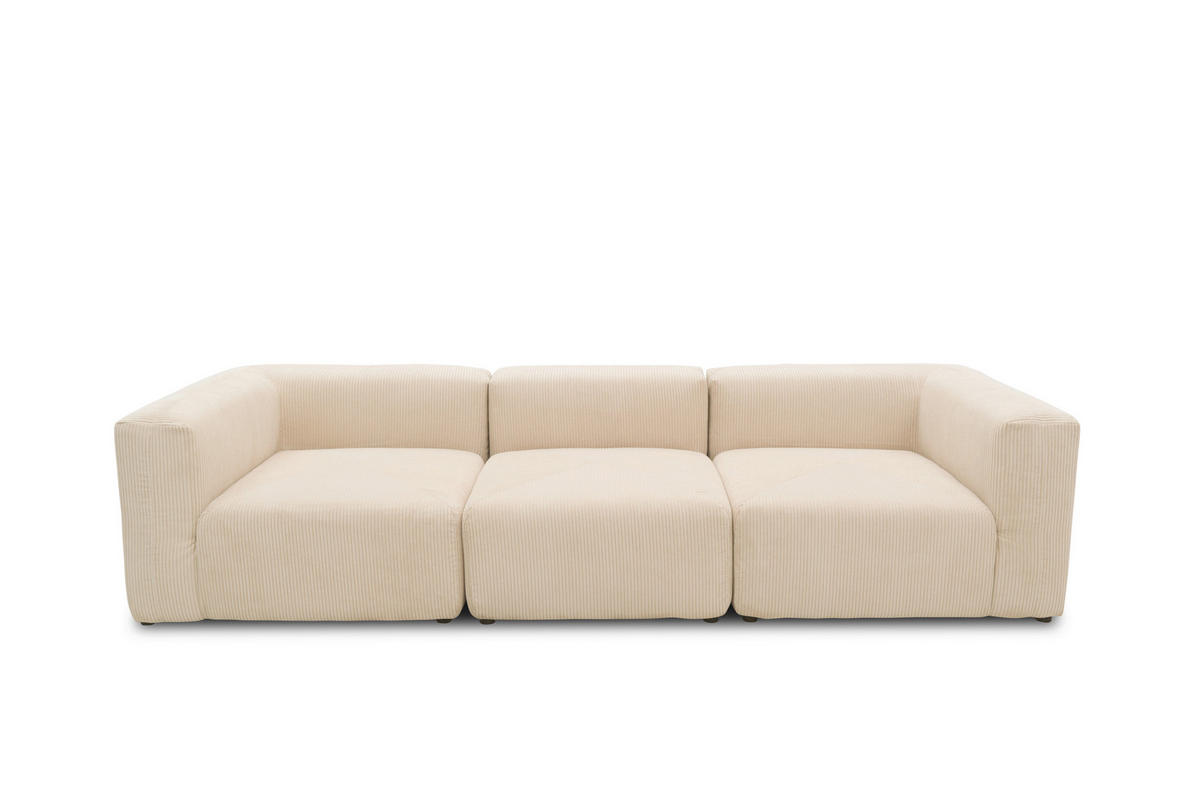 3-SITZER-SOFA Cord, Mikrofaser Creme  - Creme/Schwarz, Design, Kunststoff/Textil (301/69/108cm) - MID.YOU