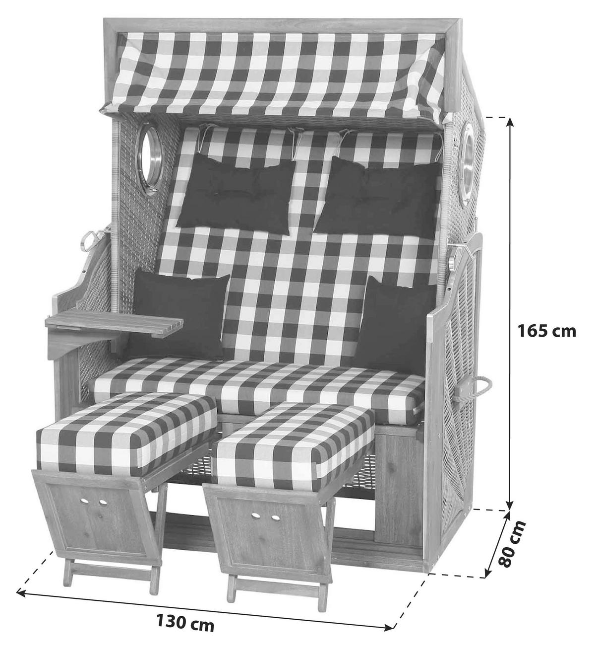STRANDKORB - Blau/Weiß, KONVENTIONELL, Holz/Kunststoff (130/80/165cm) - Siena Garden