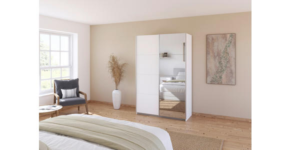 SCHWEBETÜRENSCHRANK  in Weiß  - Alufarben/Weiß, KONVENTIONELL, Glas/Holzwerkstoff (181/210/62cm) - Xora