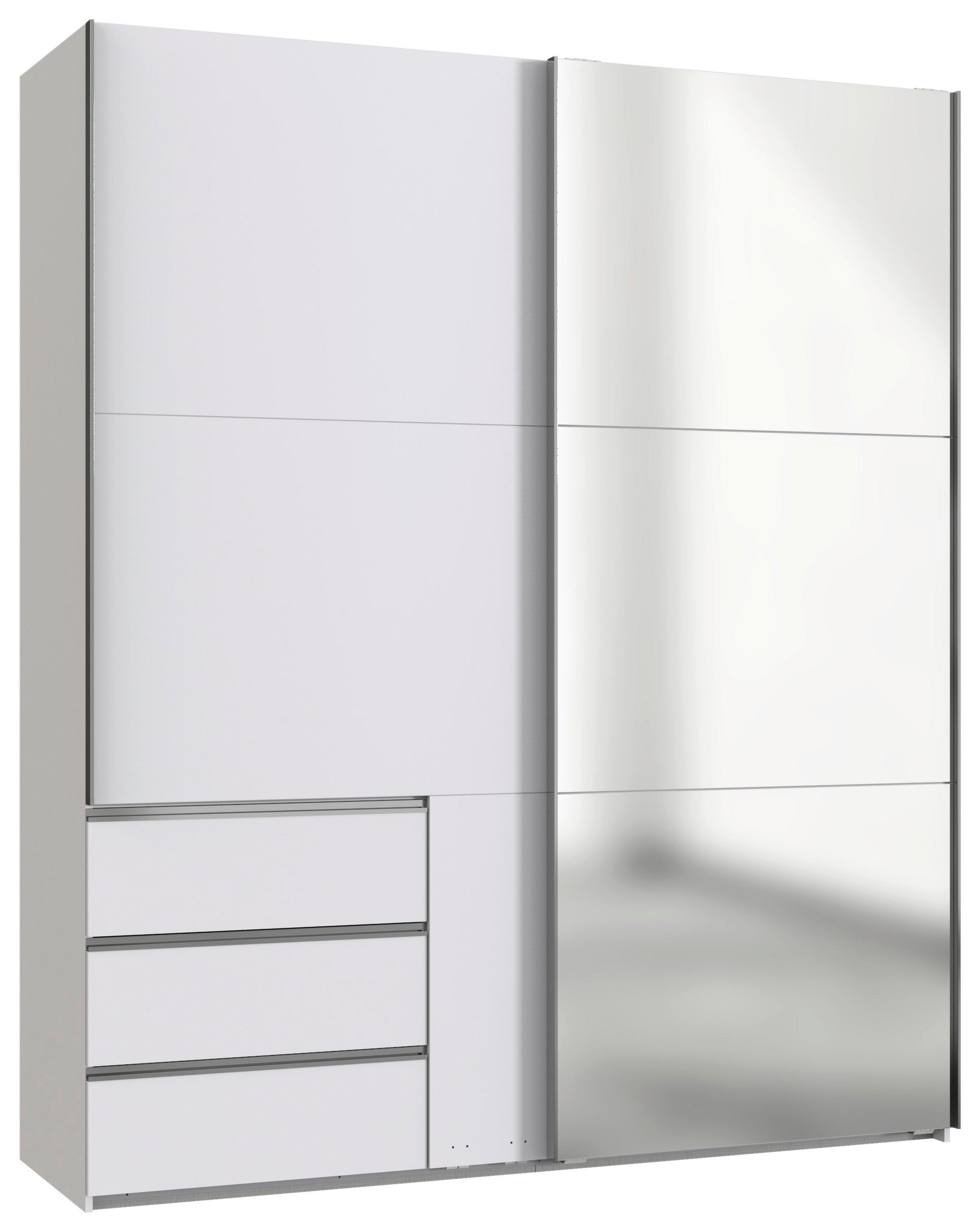 SCHWEBETÜRENSCHRANK 2-türig Weiß  - Chromfarben/Weiß, MODERN (200/236/65cm) - MID.YOU