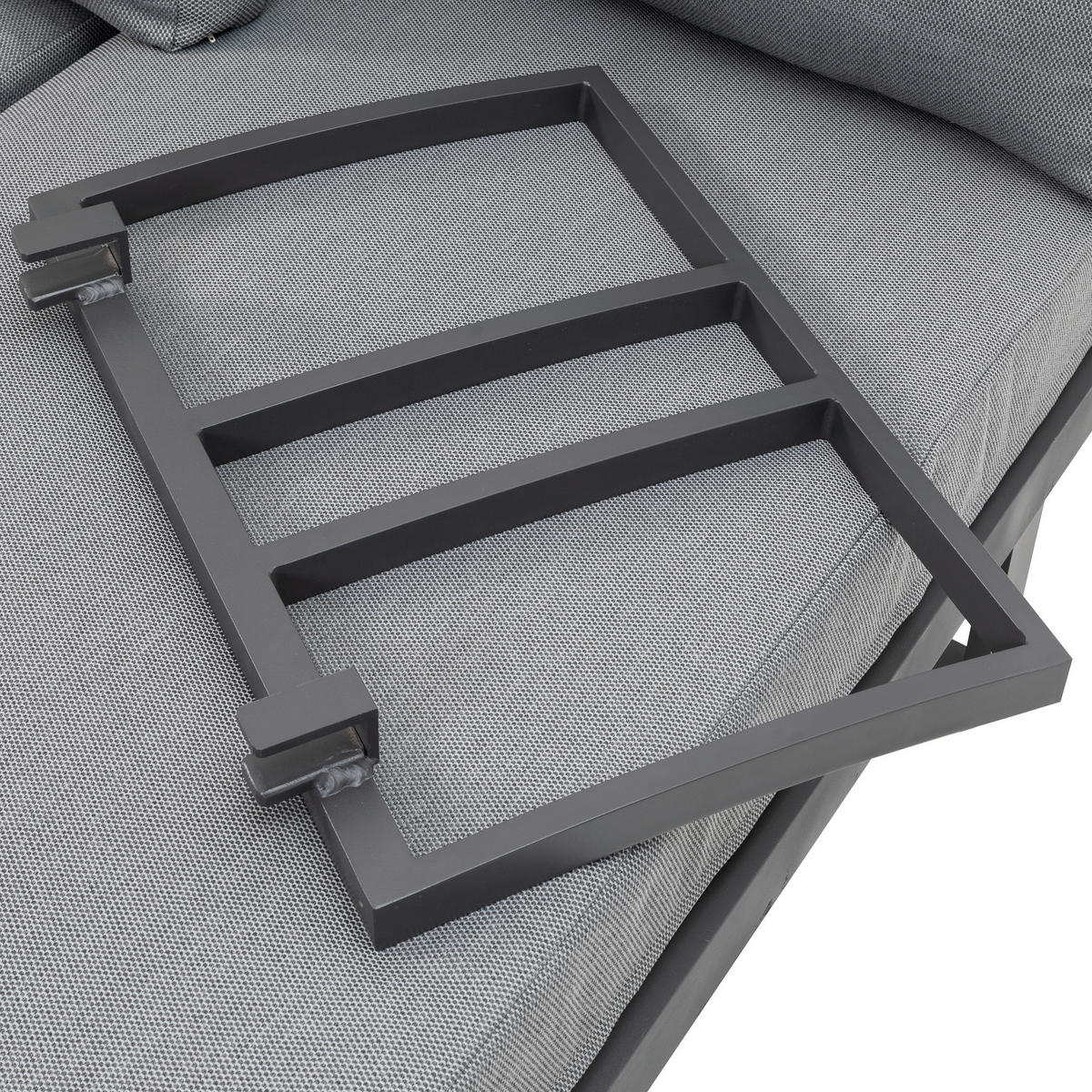 LOUNGEGARNITUR   253/70/175 cm Teakholz Aluminium  - Anthrazit/Grau, Basics, Holz/Textil (253/70/175cm) - Gardenson