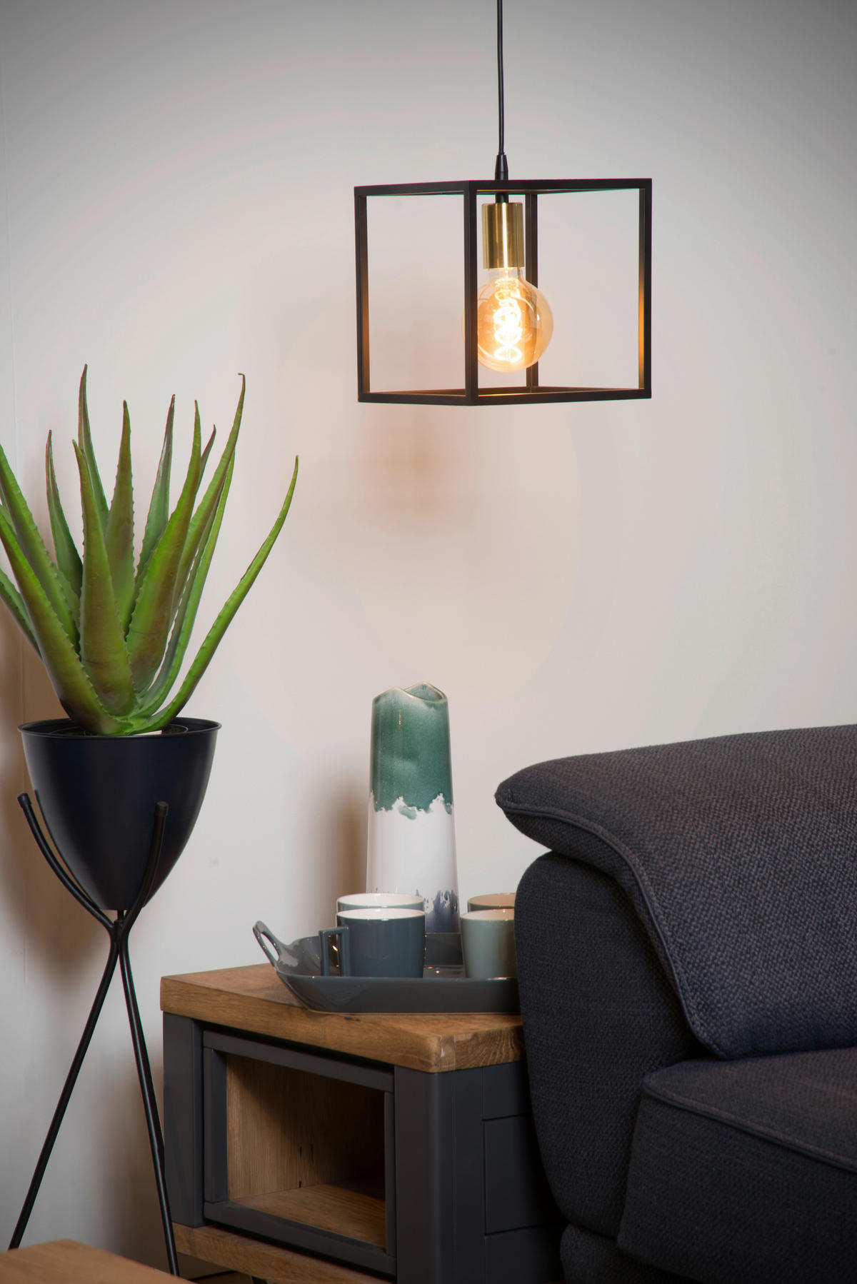 HÄNGELEUCHTE Ruben 22/22/150 cm   - Schwarz, Basics, Metall (22/22/150cm) - Lucide