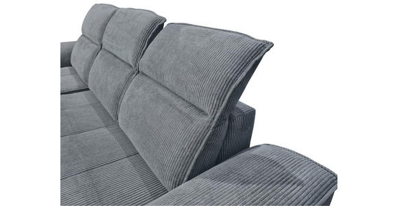 ECKSOFA Dunkelgrau Cord  - Dunkelgrau/Schwarz, KONVENTIONELL, Textil/Metall (196/290cm) - Carryhome