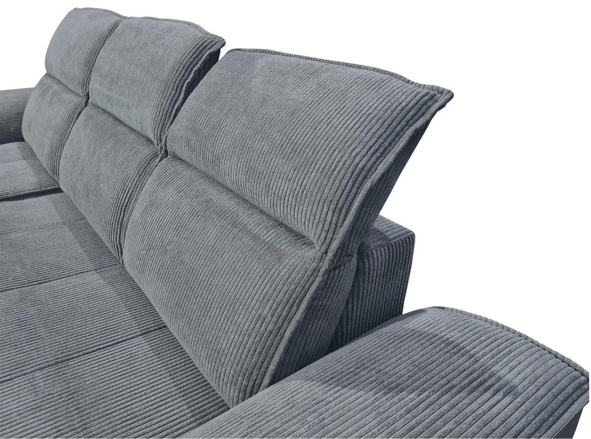 ECKSOFA Dunkelgrau Cord  - Dunkelgrau/Schwarz, KONVENTIONELL, Textil/Metall (196/290cm) - Carryhome