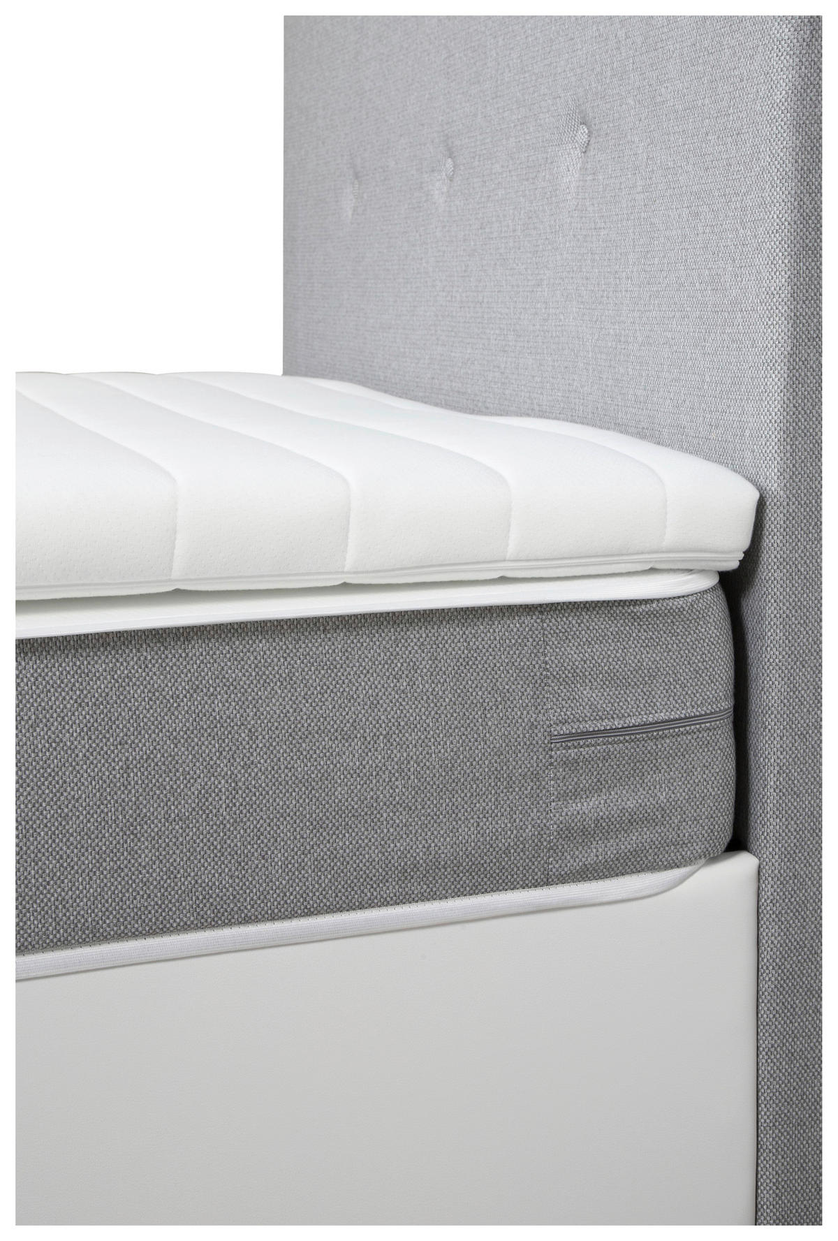 BOXBETT 180/200 cm  in Weiß, Hellgrau  - Hellgrau/Schwarz, KONVENTIONELL, Holz/Textil (180/200cm) - Boxxx
