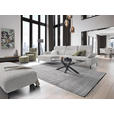 ECKSOFA in Chenille, Flachgewebe Ecru  165/318 cm  - Ecru/Schwarz, Design, Textil/Metall (165/318cm) - Xora
