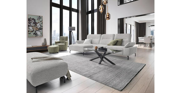 ECKSOFA in Chenille, Flachgewebe Ecru 165/318 cm - Ecru/Schwarz, Design, Textil/Metall (165/318cm) - Xora