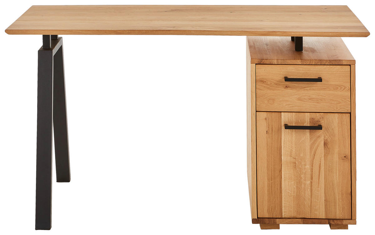 ÍRÓASZTAL  - tölgyfa színű/fekete, Konventionell, műanyag/fa (140/65/75cm) - Linea Natura