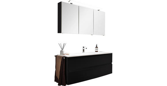 BADEZIMMER in 121,2 cm - Dunkelgrau/Weiß, Design, Glas/Holzwerkstoff (121,2cm) - Novel