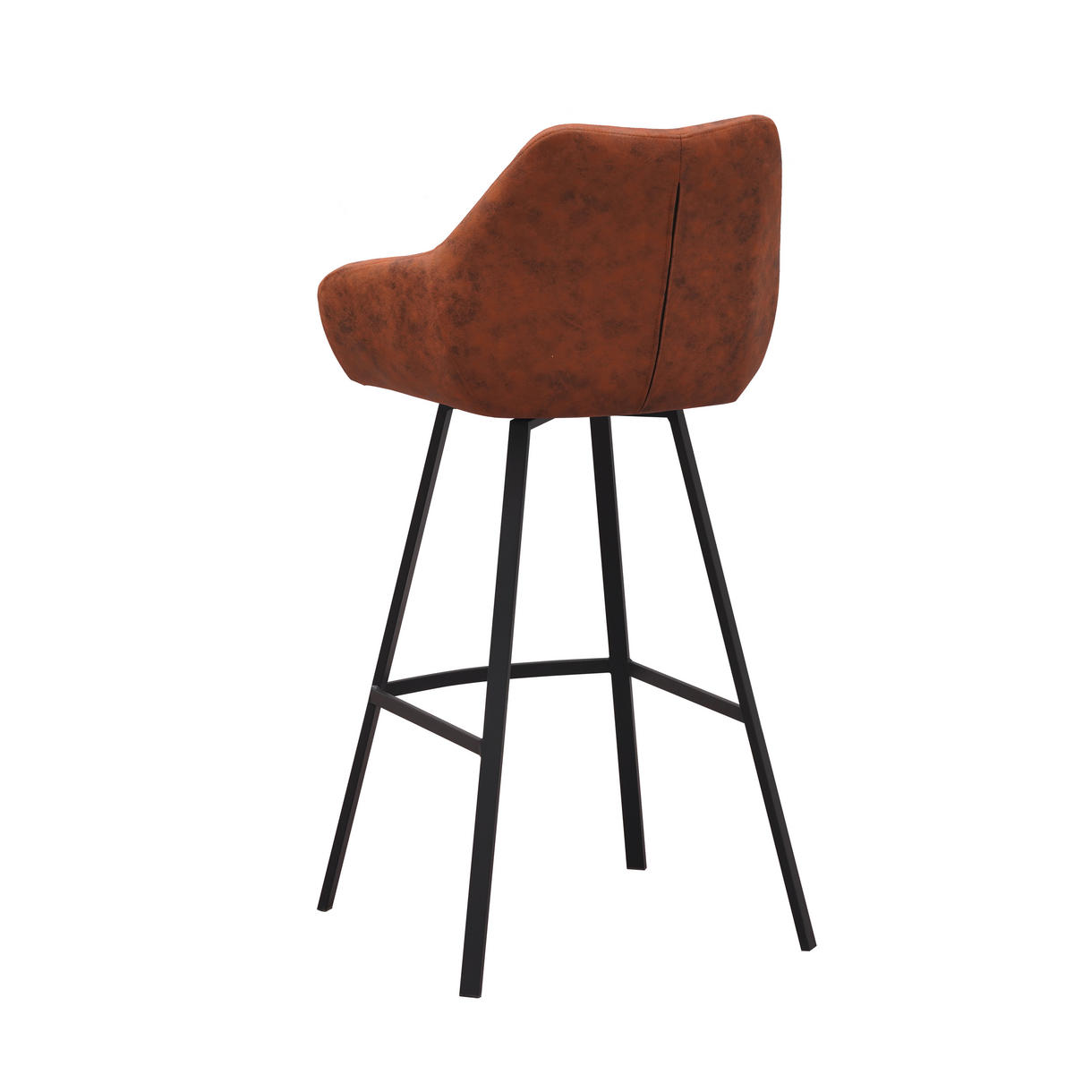 BARHOCKER-SET Mikrofaser Cognac Sitzfläche 180° drehbar, automatische Rückholfunktion  - Cognac/Schwarz, MODERN, Textil/Metall (55/109/57cm) - MID.YOU