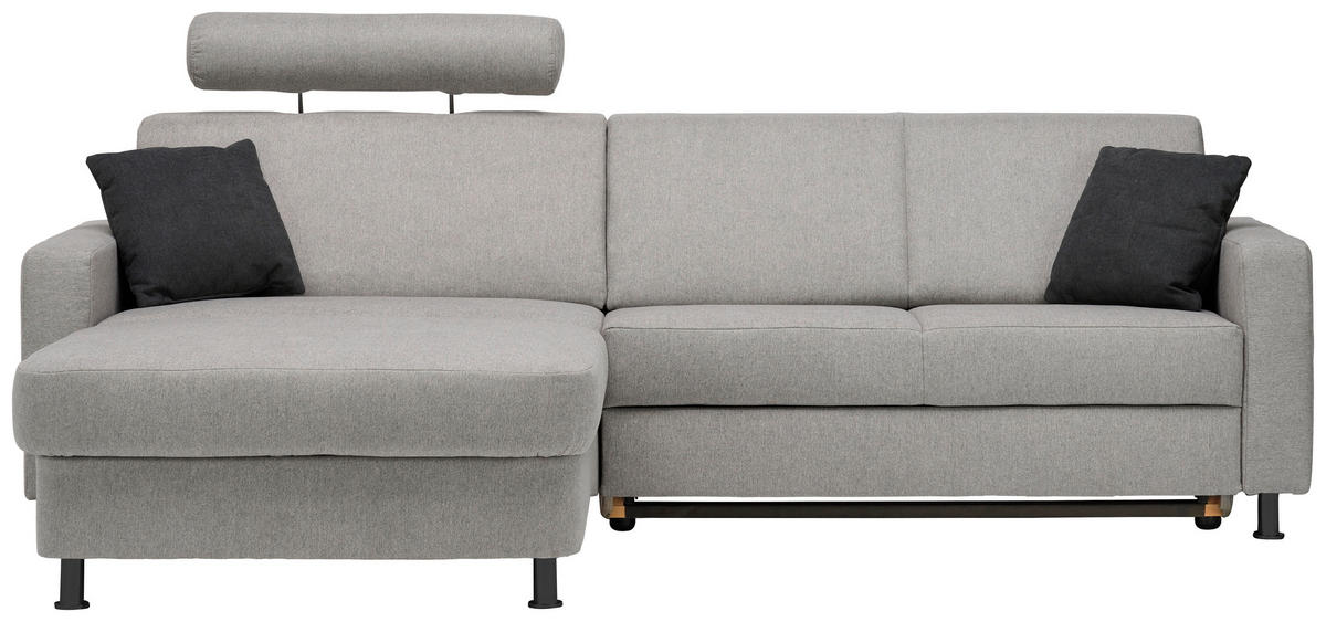 ECKSOFA in Webstoff Platinfarben  - Platinfarben/Schwarz, Design, Kunststoff/Textil (165/257cm) - Xora