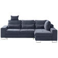 ECKSOFA in Flachgewebe Dunkelgrau  260/188 cm  - Dunkelgrau, Design, Textil/Metall (260/188cm) - Hom`in