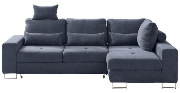ECKSOFA in Flachgewebe Dunkelgrau  260/188 cm  - Dunkelgrau, Design, Textil/Metall (260/188cm) - Hom`in