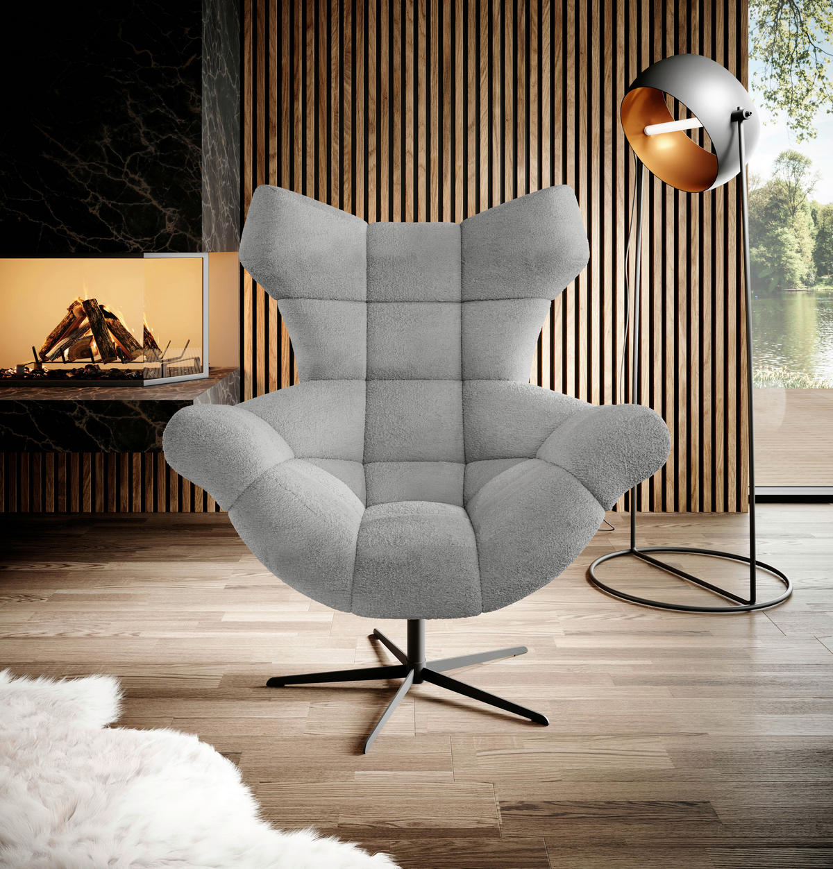 FÜLES FOTEL - fekete/szürke, Design, textil/fém (103/119/84cm) - Esposa
