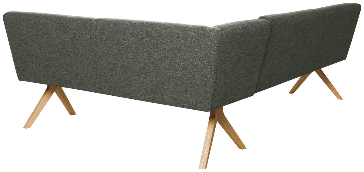 ECKBANK Holz, Textil Graugrün  - Eichefarben/Graugrün, Konventionell, Holz/Textil (238/172cm) - Linea Natura