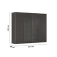 SCHWEBETÜRENSCHRANK 271/235/68 cm 4-türig Graphitfarben, Dunkelgrau  - Chromfarben/Dunkelgrau, KONVENTIONELL, Glas/Holzwerkstoff (271/235/68cm) - Novel