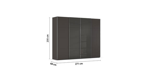 SCHWEBETÜRENSCHRANK 271/235/68 cm 4-türig Graphitfarben, Dunkelgrau - Chromfarben/Dunkelgrau, KONVENTIONELL, Glas/Holzwerkstoff (271/235/68cm) - Novel