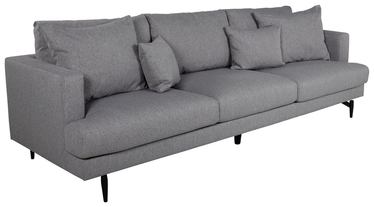 3-SITZER-SOFA Schwarz  - Schwarz/Grau, Design, Holz/Kunststoff (260/86/88cm) - Livetastic
