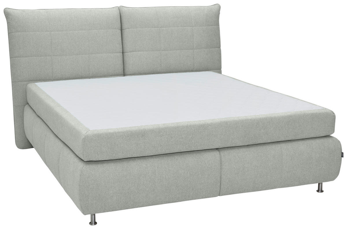 BOXSPRINGBETT 160/200 cm  in Hellgrau  - Edelstahlfarben/Hellgrau, KONVENTIONELL, Textil (160/200cm) - Dieter Knoll