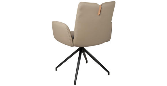 ARMLEHNSTUHL  Sitzfläche 360° drehbar, automatische Rückholfunktion  Echtleder  - Taupe/Schwarz, Design, Leder/Holz (62/87/63cm) - Valnatura