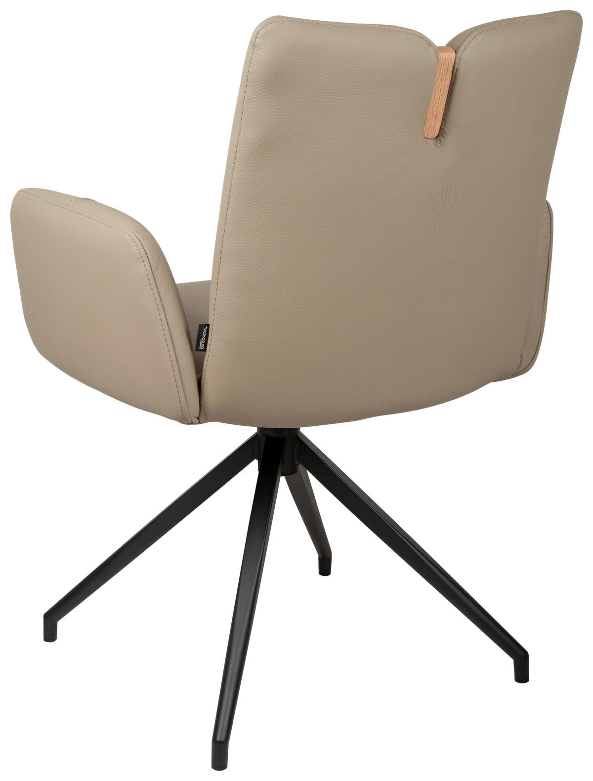 ARMLEHNSTUHL  Sitzfläche 360° drehbar, automatische Rückholfunktion  Echtleder  - Taupe/Schwarz, Design, Leder/Holz (62/87/63cm) - Valnatura