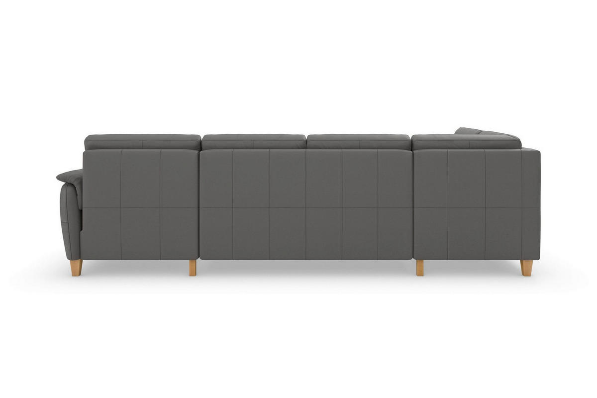 WOHNLANDSCHAFT Echtleder Mokka  - Eichefarben/Mokka, Basics, Leder/Holz (212/308/163cm) - Sit & More