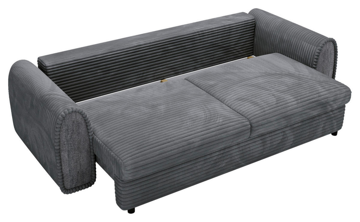 SCHLAFSOFA in Cord, Feincord Dunkelgrau  - Dunkelgrau/Schwarz, Konventionell, Kunststoff/Textil (240/83/116cm) - Carryhome