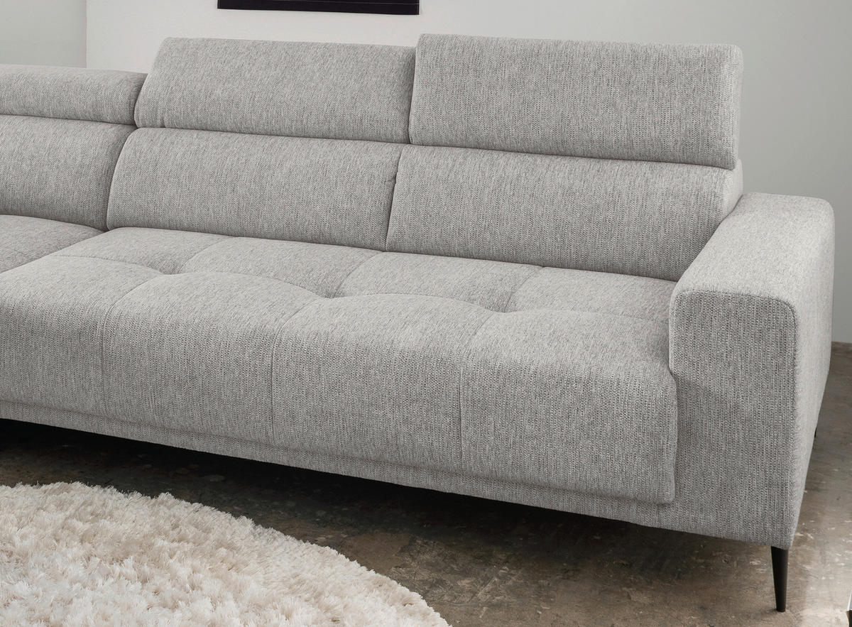 ECKSOFA in Chenille Grau  188/276 cm  - Schwarz/Grau, KONVENTIONELL, Textil/Metall (188/276cm) - Livetastic