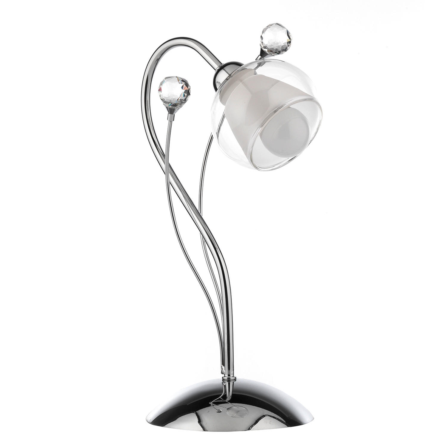 TISCHLEUCHTE 23/35 cm   - Chromfarben, KONVENTIONELL, Glas/Metall (23/35cm)