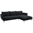 ECKSOFA  in Webstoff Schwarz  304/196 cm  - Schwarz, KONVENTIONELL, Textil/Metall (304/196cm) - Hom`in