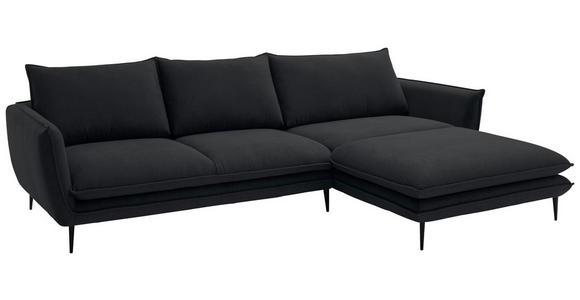 ECKSOFA  in Webstoff Schwarz  304/196 cm  - Schwarz, KONVENTIONELL, Textil/Metall (304/196cm) - Hom`in
