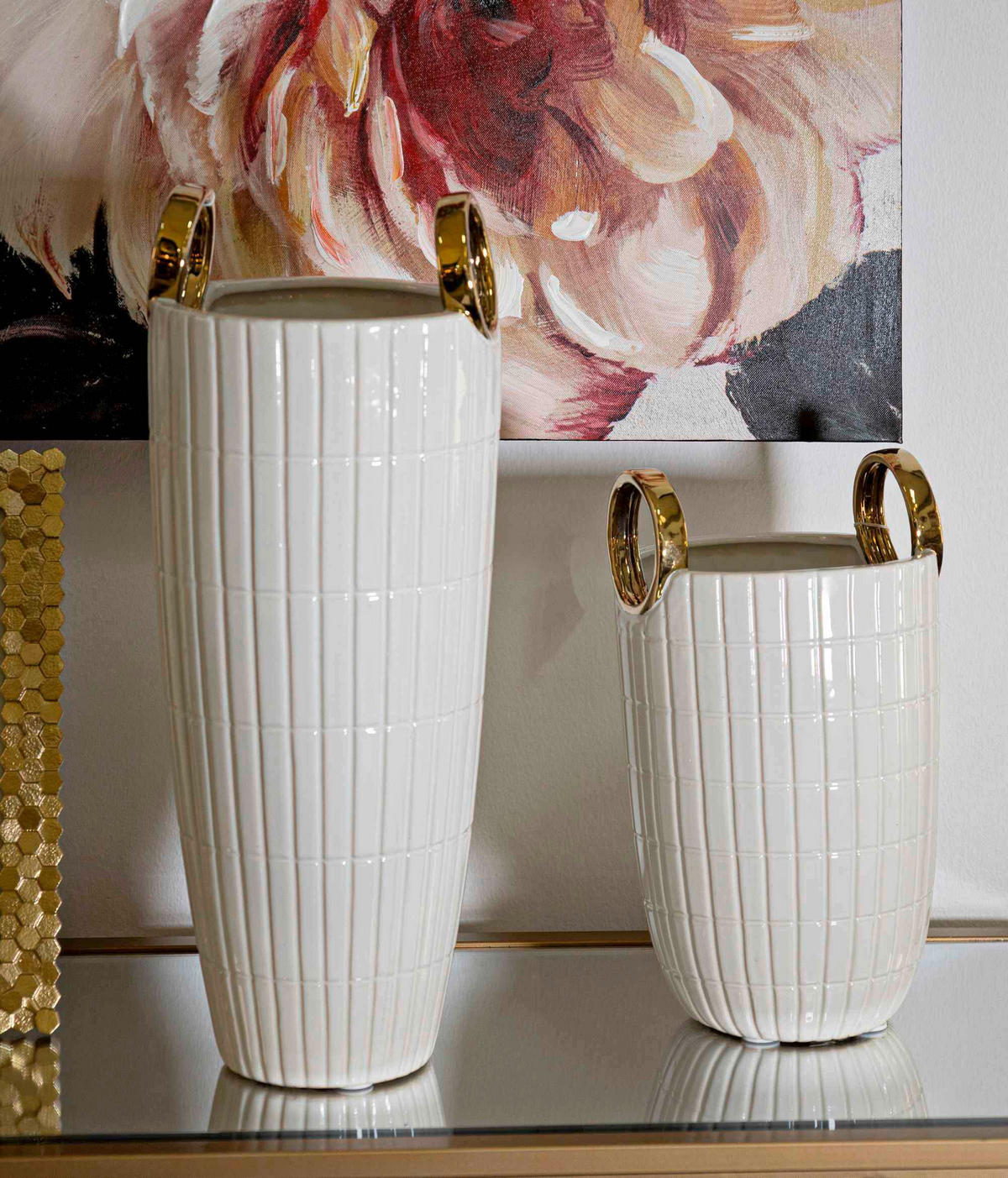 Vase Shopping  - Goldfarben/Weiß, Basics, Keramik (18/25/18cm)