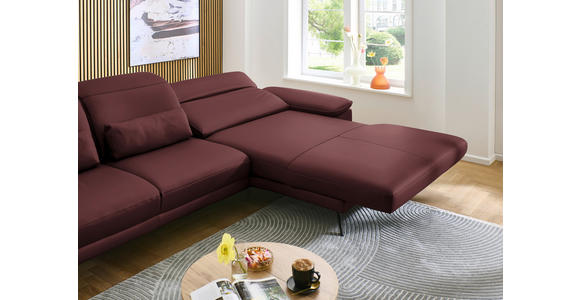 ECKSOFA in Echtleder Brombeere  - Brombeere/Schwarz, Design, Leder/Metall (332/193cm) - Dieter Knoll