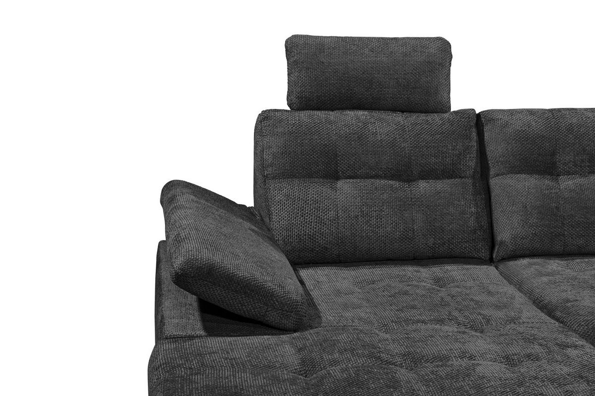 WOHNLANDSCHAFT RONDA Schwarz Webstoff  - Schwarz, Basics, Kunststoff/Textil (170/324/218cm) - Livetastic